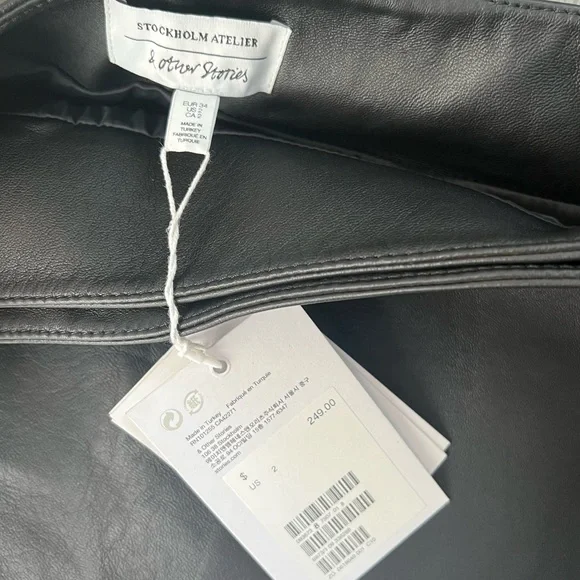 & Other Stories Black Leather Skirt 2 NWT - Picture 8 of 10